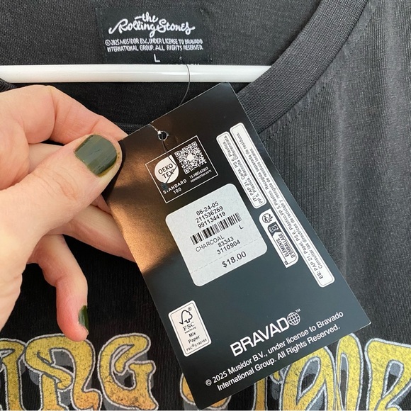 Rolling Stones Muscle Tee Mens Size Large Unisex Charcoal Tshirt American Tour - Picture 7 of 9